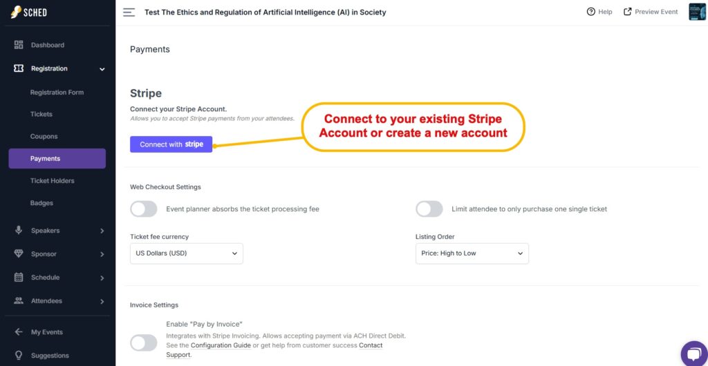 Setting Up Paid Registration (Stripe Configuration) 1 Connect Stripe