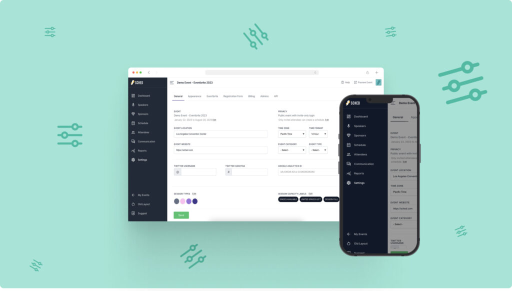 Amazing Feature Updates: Sched’s Conference Management Software Just Got Better! 3 Conferene Management Software Control Panel