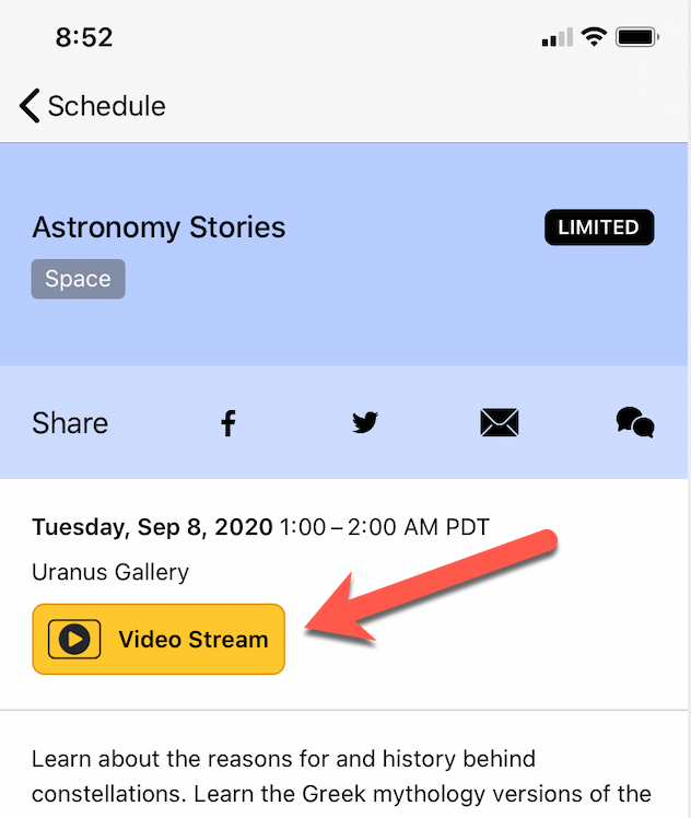 Using Zoom With Sched 7 Video Stream Mobile